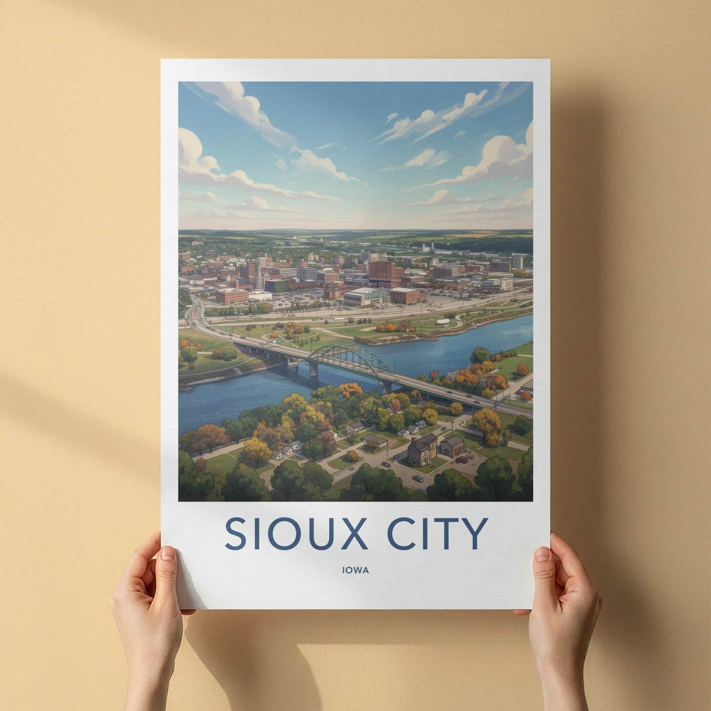 Sioux City Poster - Iowa Wall Art - River Bridge City Home Decor