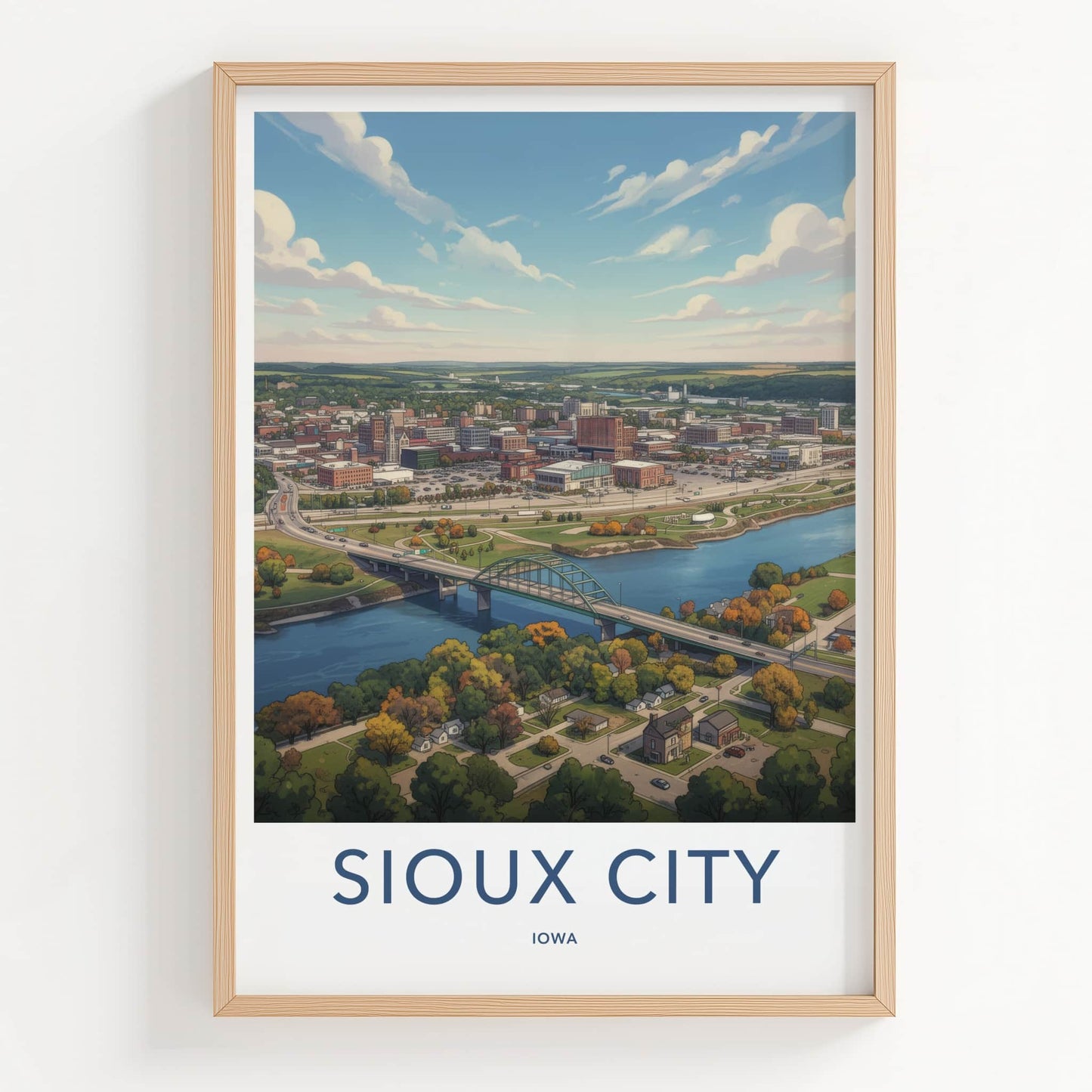Sioux City Poster - Iowa Wall Art - River Bridge City Home Decor