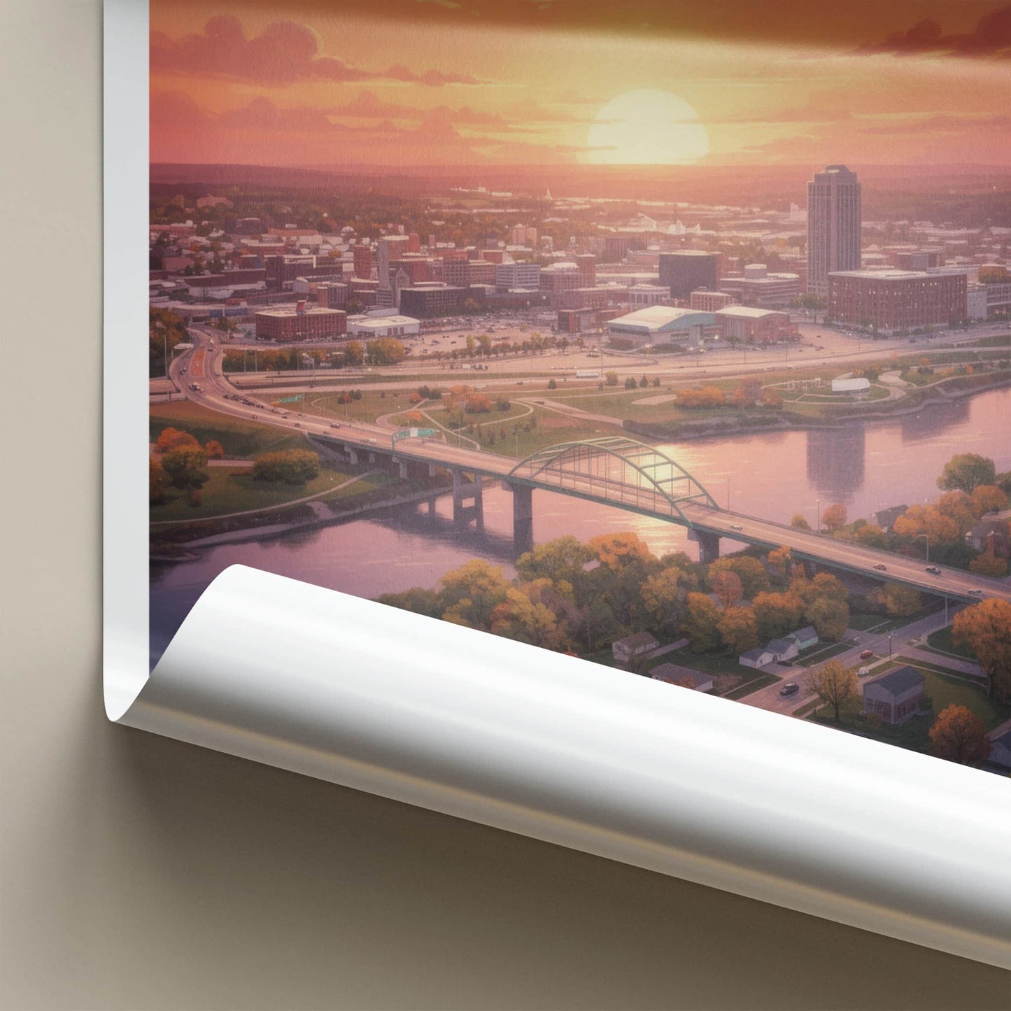 Sioux City Poster - Iowa Wall Art - Vibrant Cityscape Sunset Home Decor
