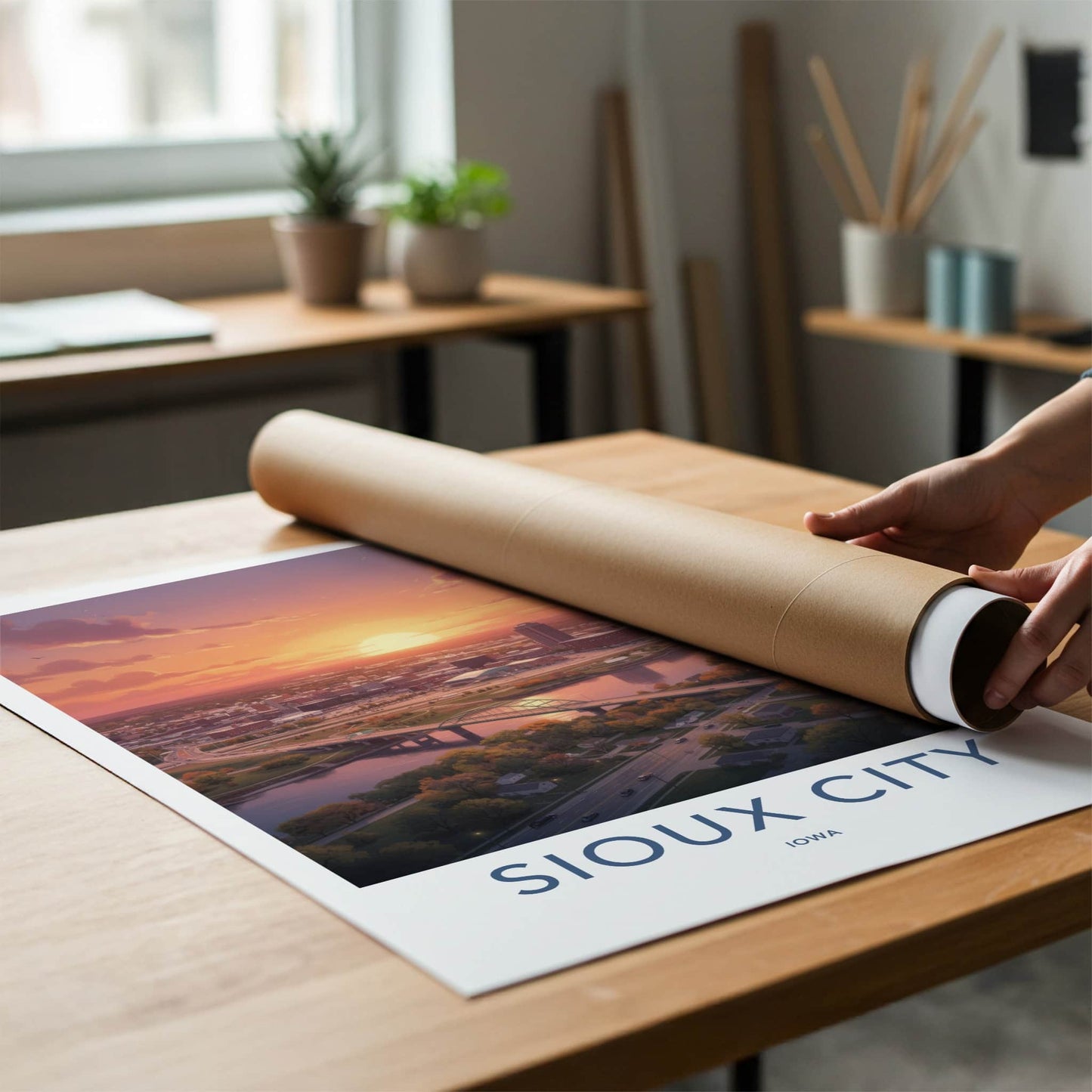 Sioux City Poster - Iowa Wall Art - Vibrant Cityscape Sunset Home Decor