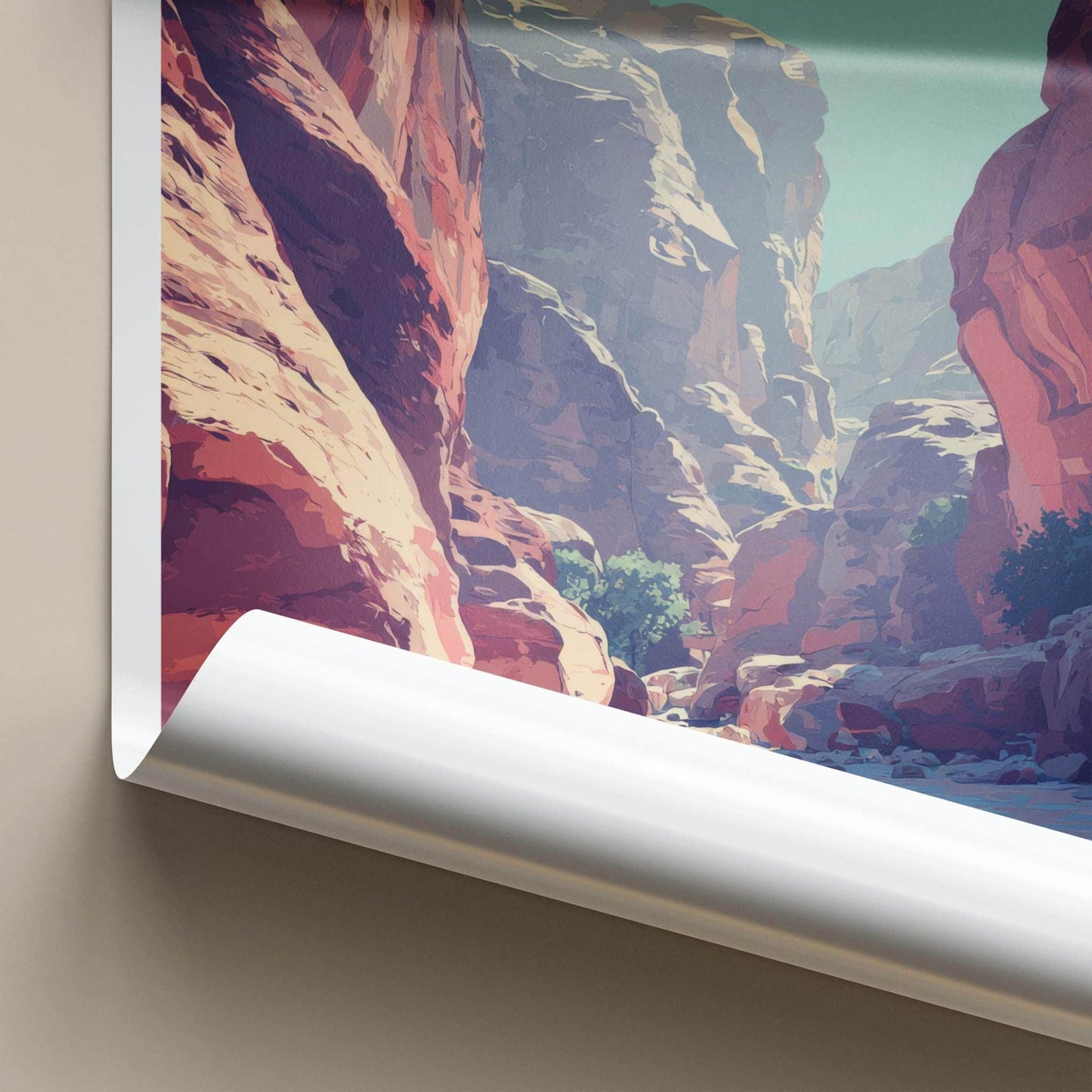 Siq Al-Barid Poster - Jordan Travel Art - Red Rock Canyon Home Decor