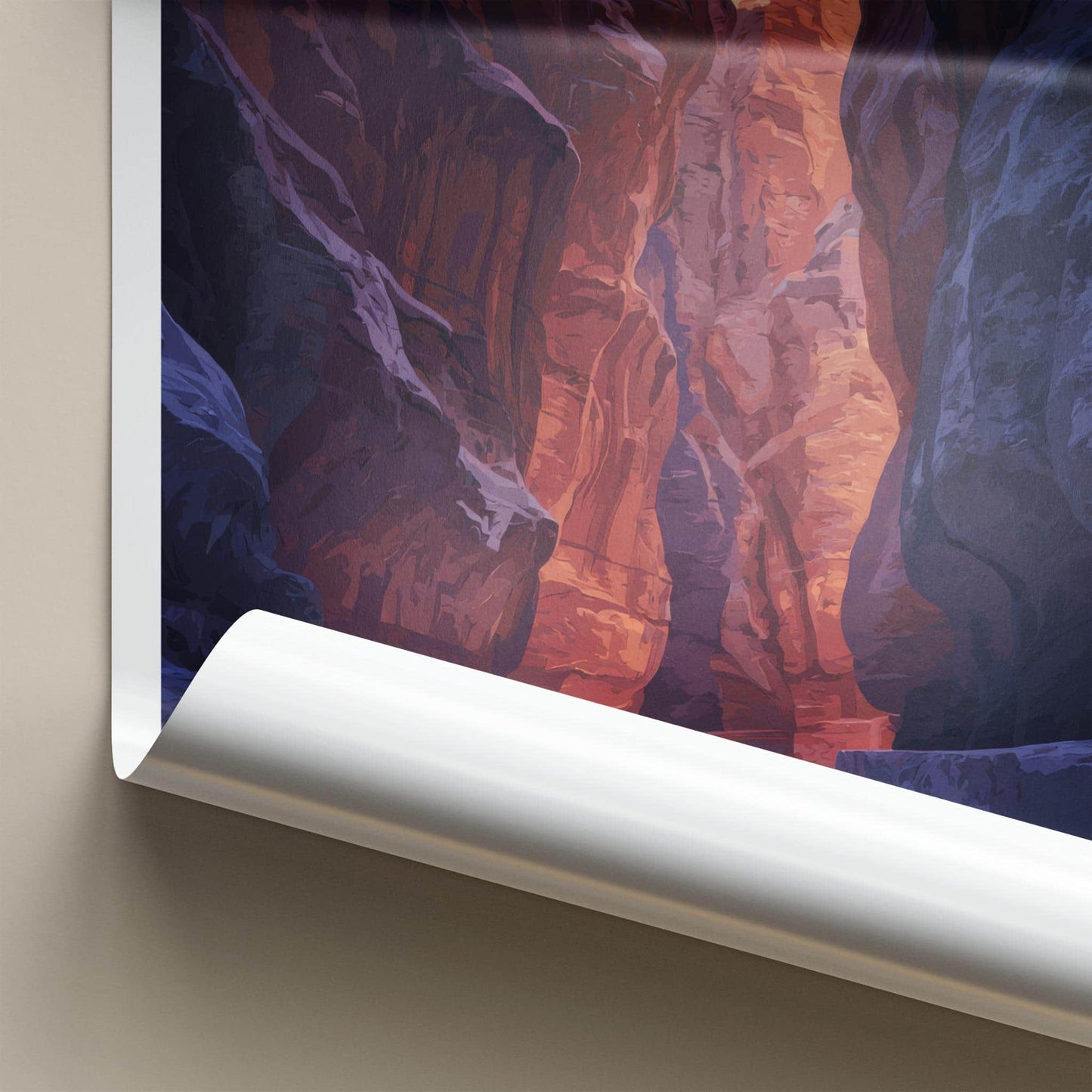 Siq Al-Barid Poster - Jordan Travel Art - Sunlit Canyon Passage Home Decor