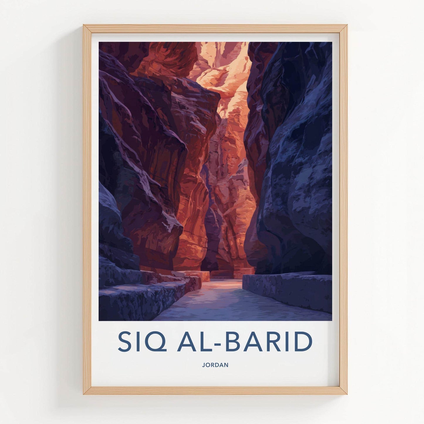 Siq Al-Barid Poster - Jordan Travel Art - Sunlit Canyon Passage Home Decor
