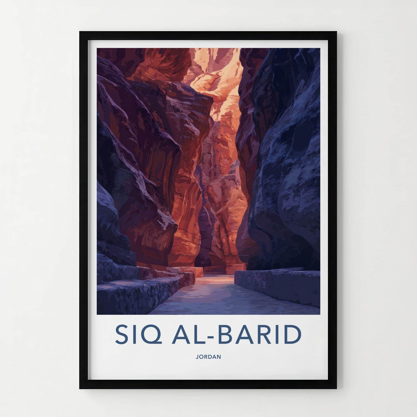 Siq Al-Barid Poster - Jordan Travel Art - Sunlit Canyon Passage Home Decor