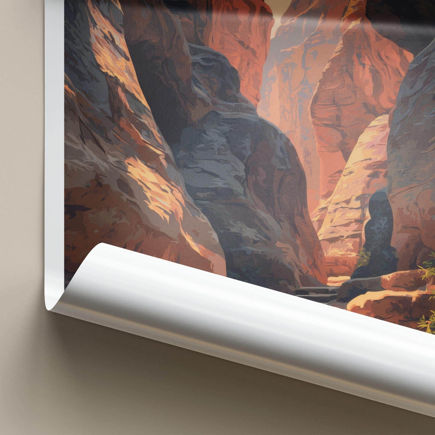 Siq Al-Barid Poster - Jordan Travel Art - Sunlit Canyon Walls Home Decor