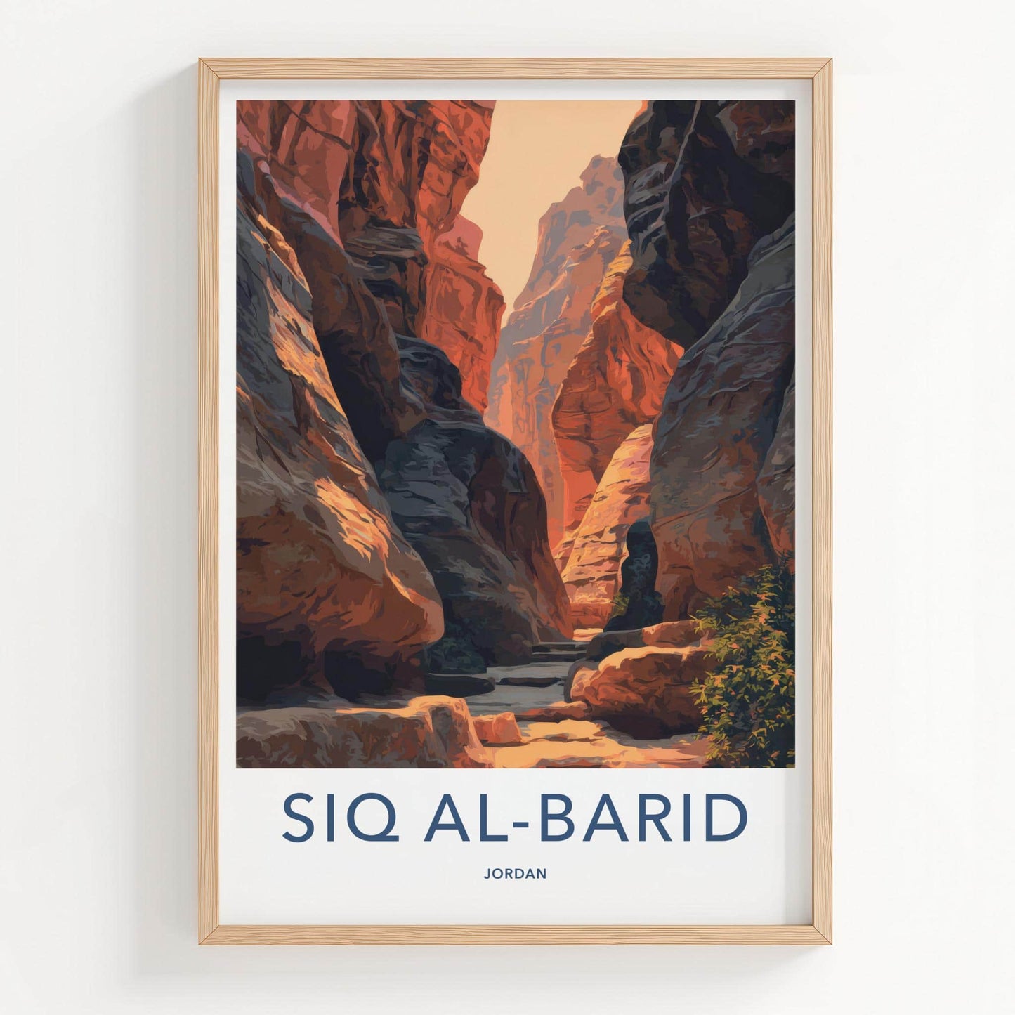 Siq Al-Barid Poster - Jordan Travel Art - Sunlit Canyon Walls Home Decor