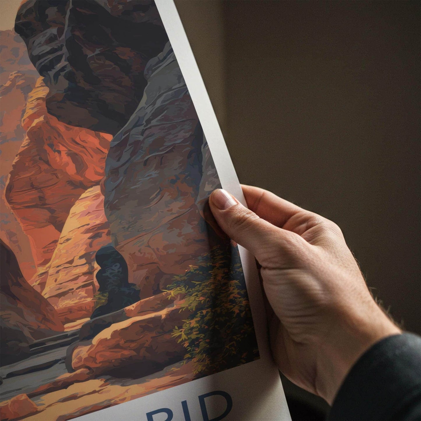 Siq Al-Barid Poster - Jordan Travel Art - Sunlit Canyon Walls Home Decor