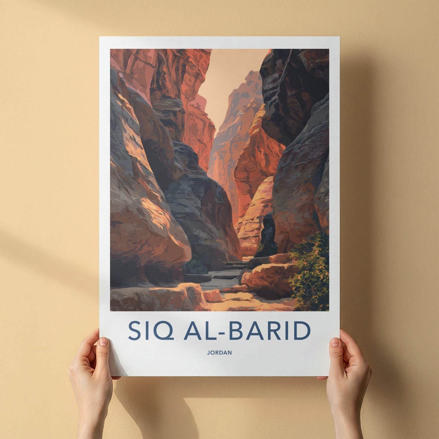 Siq Al-Barid Poster - Jordan Travel Art - Sunlit Canyon Walls Home Decor