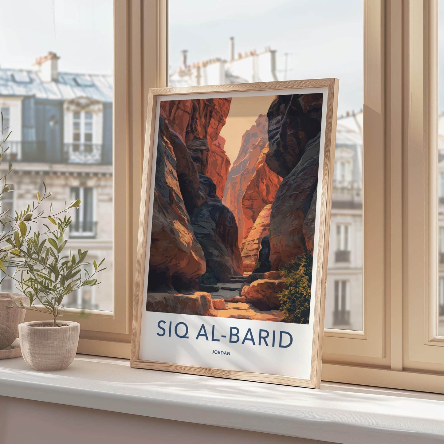 Siq Al-Barid Poster - Jordan Travel Art - Sunlit Canyon Walls Home Decor