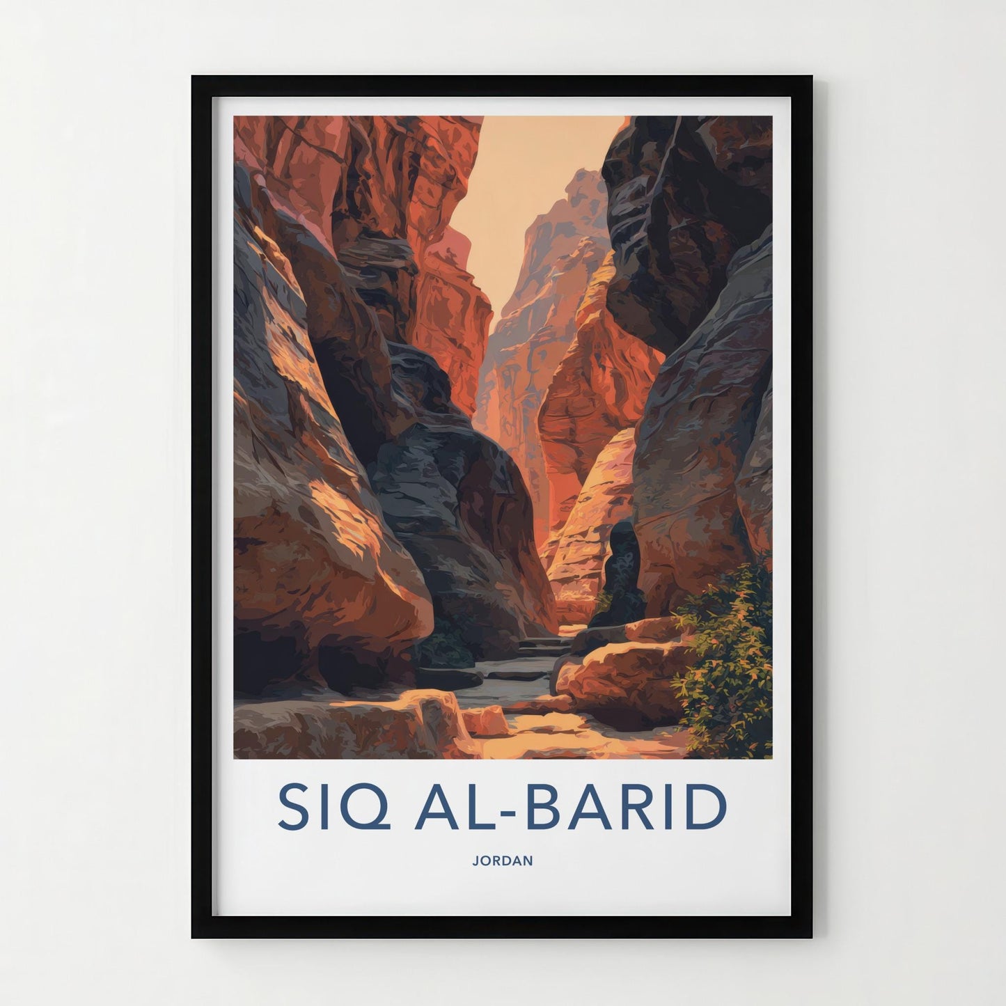 Siq Al-Barid Poster - Jordan Travel Art - Sunlit Canyon Walls Home Decor