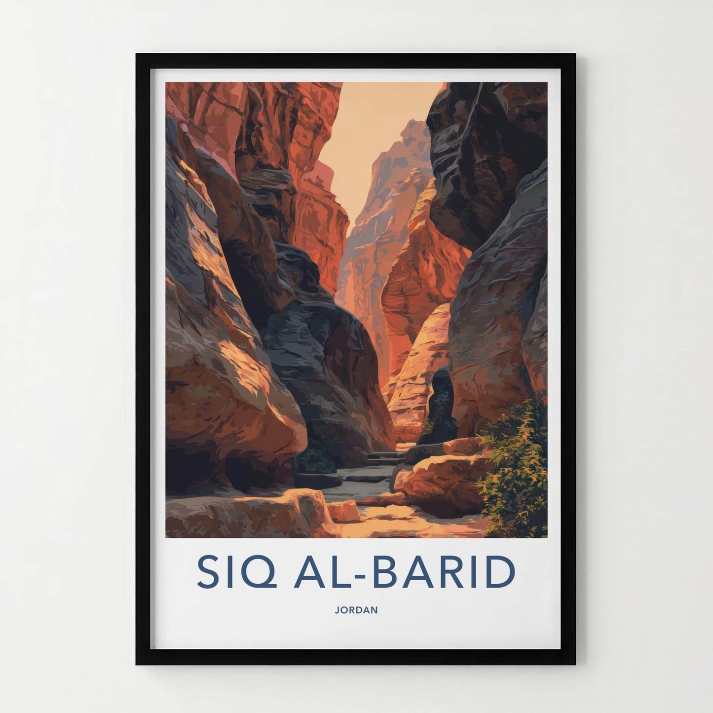 Siq Al-Barid Poster - Jordan Travel Art - Sunlit Canyon Walls Home Decor