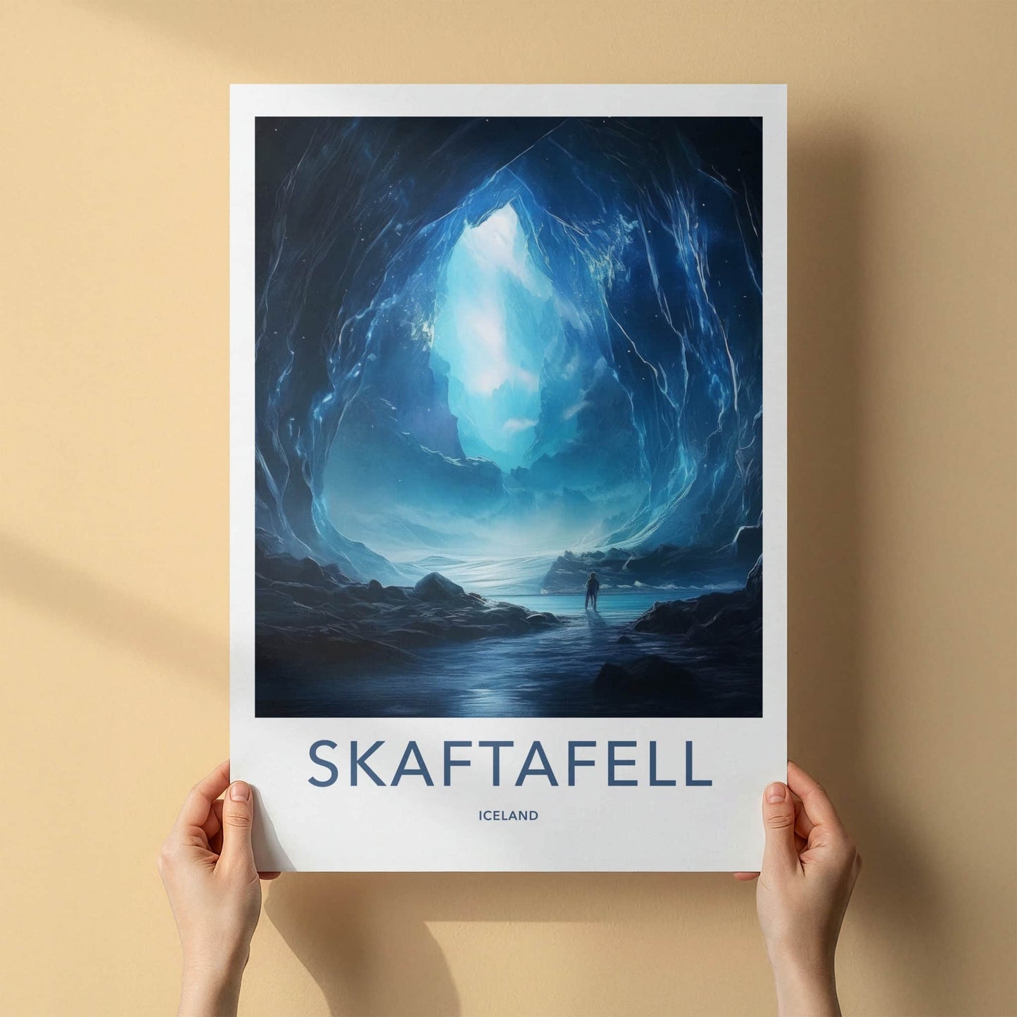 Skaftafell Poster - Iceland Travel Art - Blue Ice Cavern Home Decor