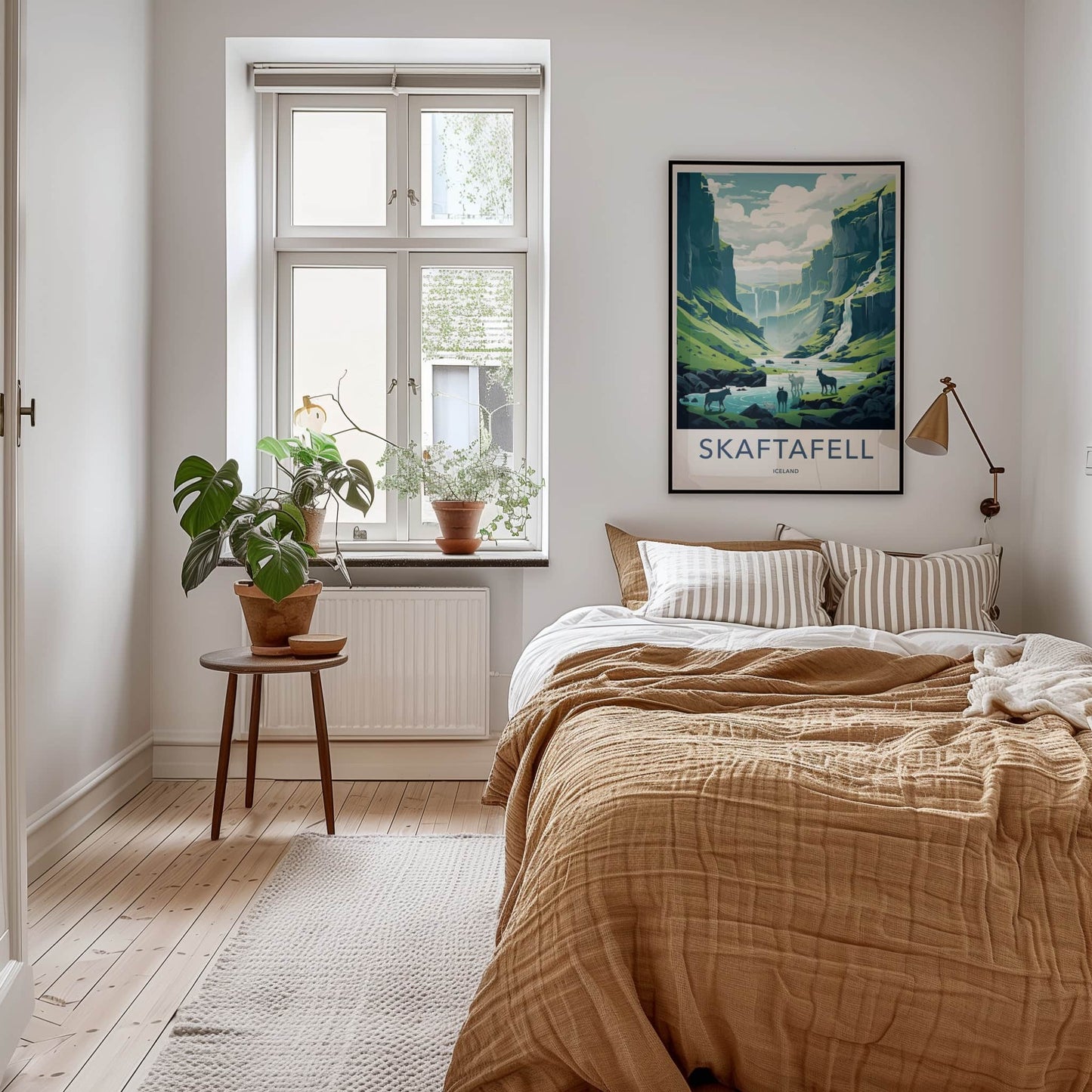 Skaftafell Poster - Iceland Travel Art - Green Valley Waterfalls Lounge Decor