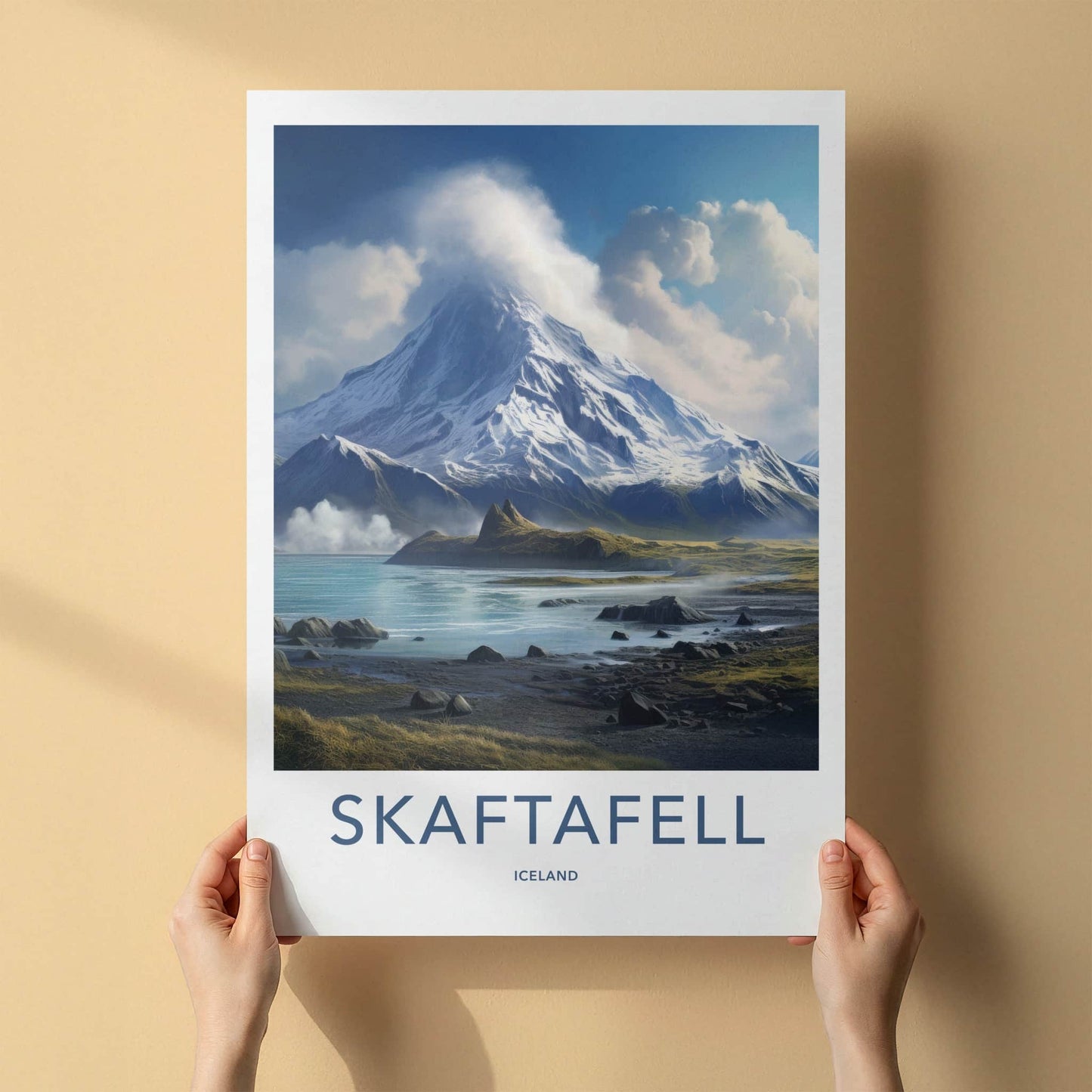 Skaftafell Poster - Iceland Travel Art - Snowy Mountain Lake Home Decor