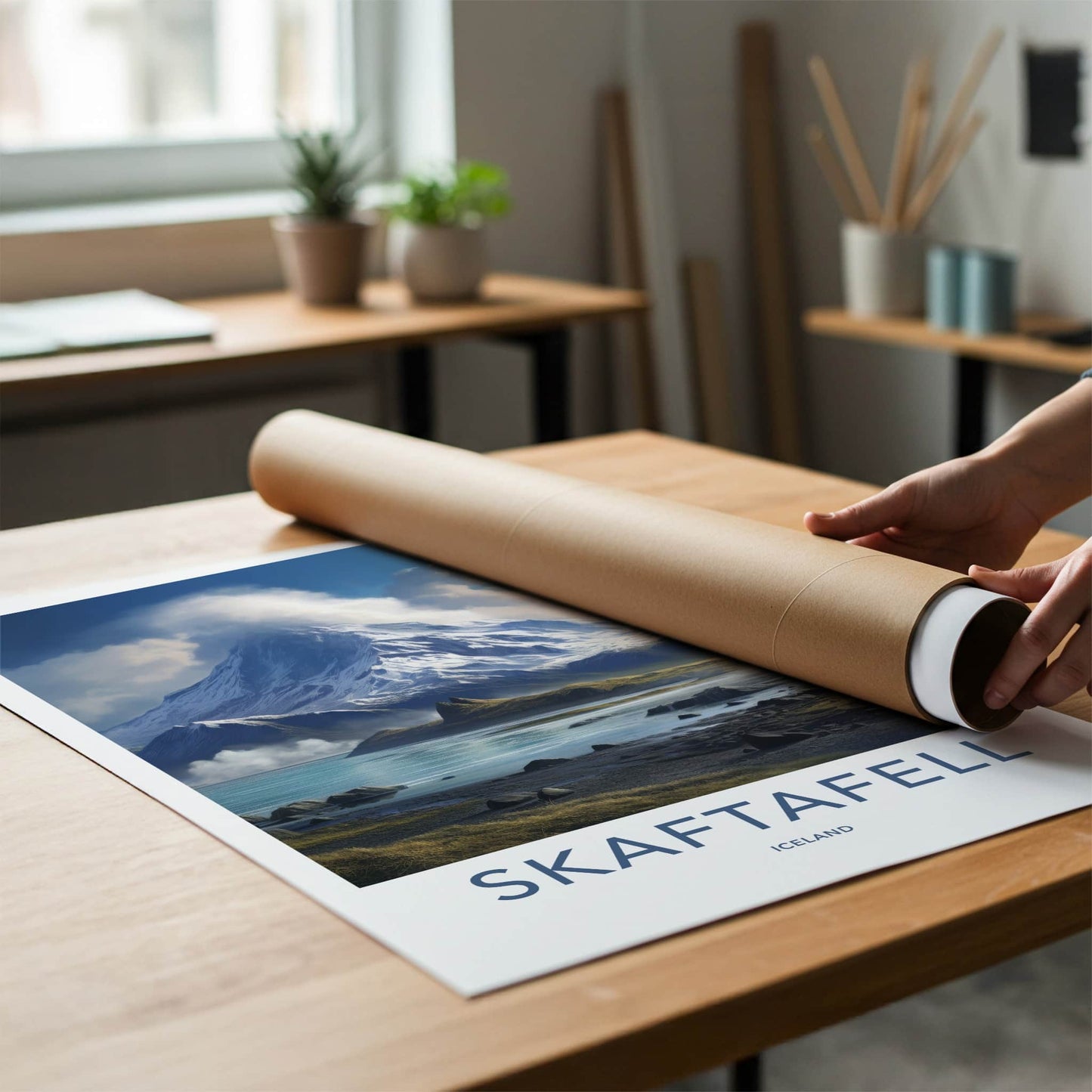 Skaftafell Poster - Iceland Travel Art - Snowy Mountain Lake Home Decor