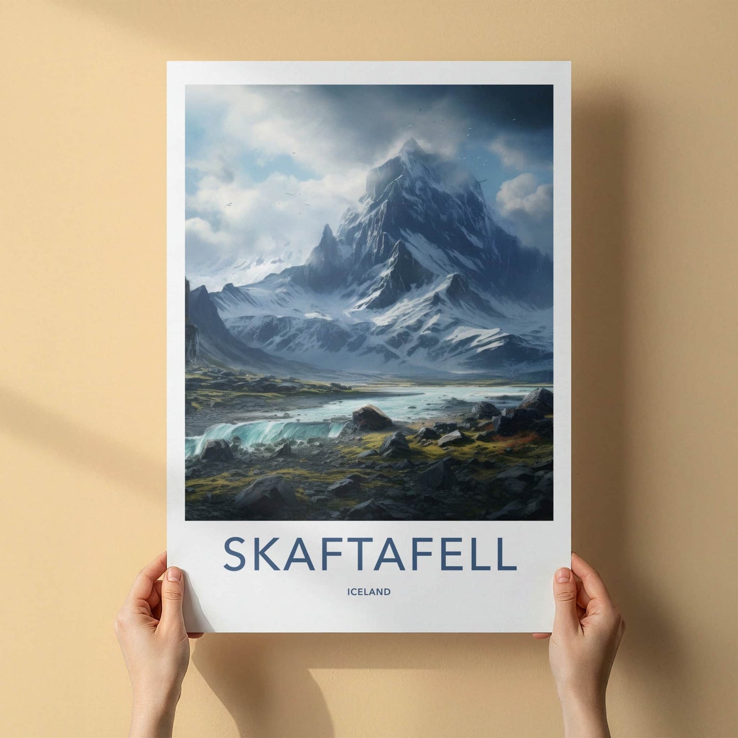Skaftafell Poster - Iceland Wall Art - Snowy Mountain River Home Decor
