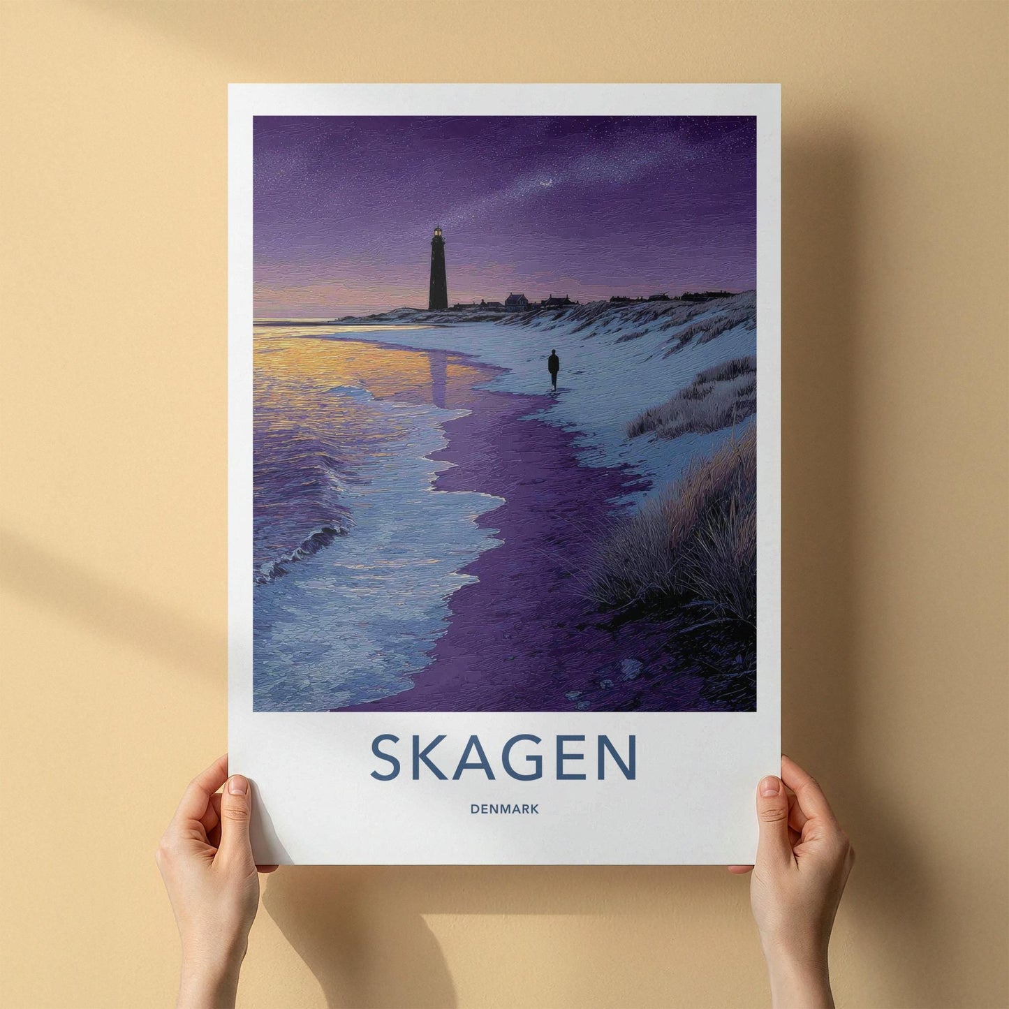 Skagen Poster - Denmark Travel Art - Coastal Lighthouse Figure Home Decor