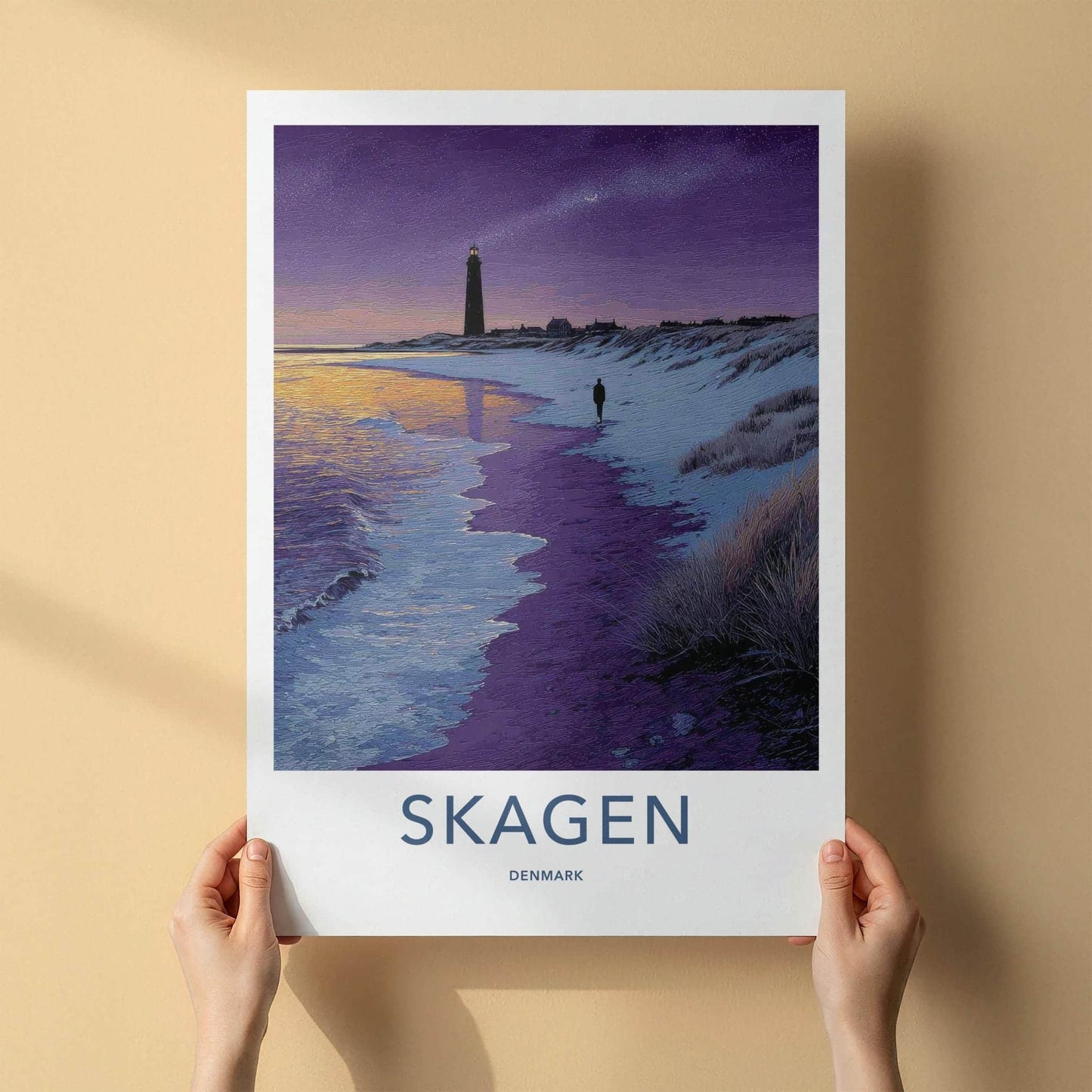 Skagen Poster - Denmark Travel Art - Coastal Lighthouse Figure Home Decor