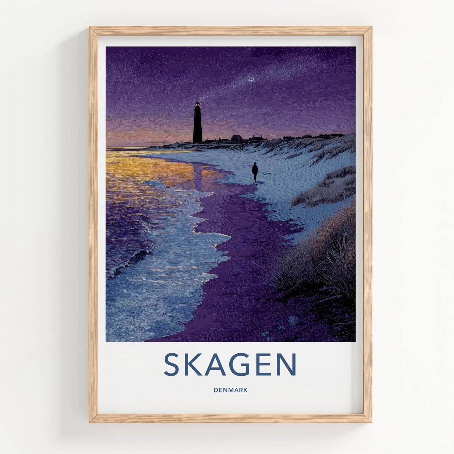 Skagen Poster - Denmark Travel Art - Coastal Lighthouse Figure Home Decor
