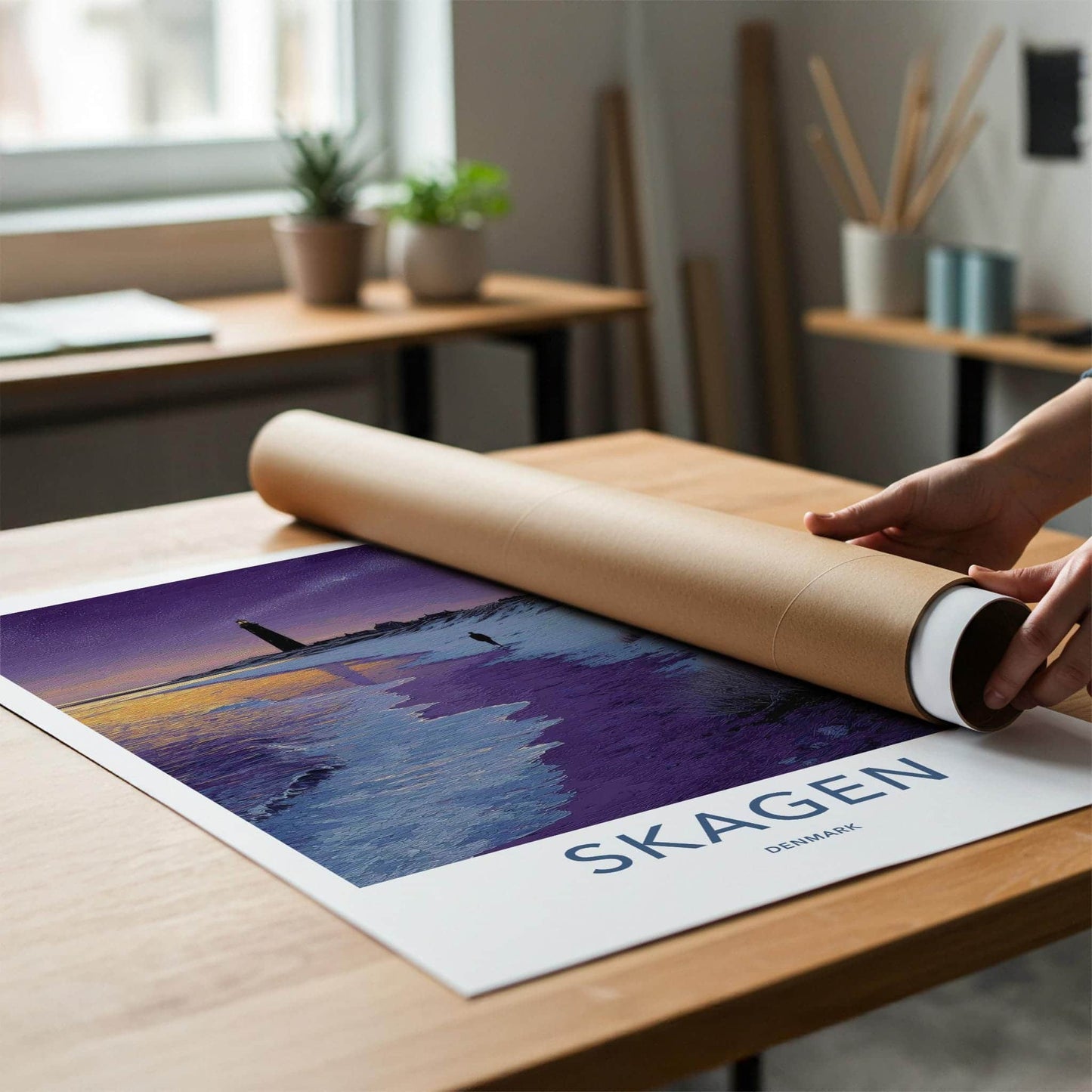 Skagen Poster - Denmark Travel Art - Coastal Lighthouse Figure Home Decor