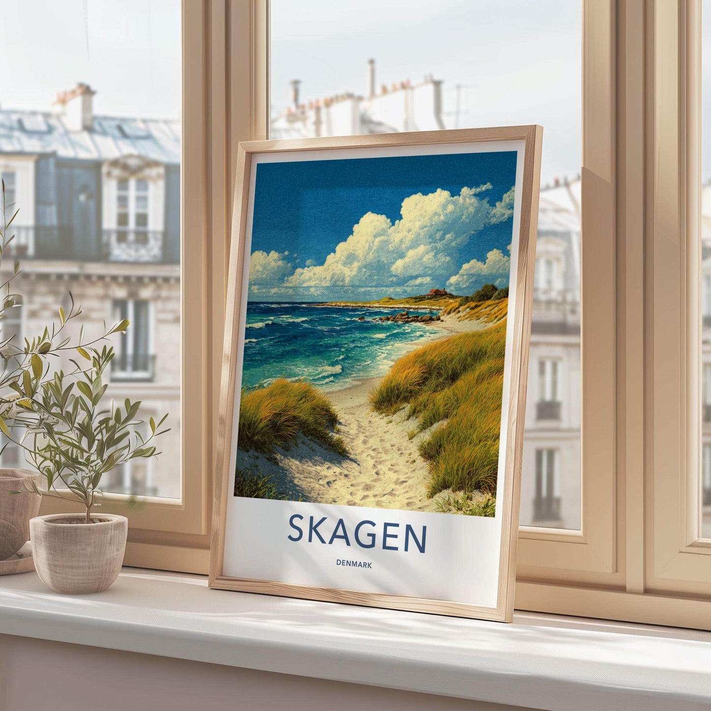 Skagen Poster - Denmark Travel Art - Sandy Beach Dunes Home Decor