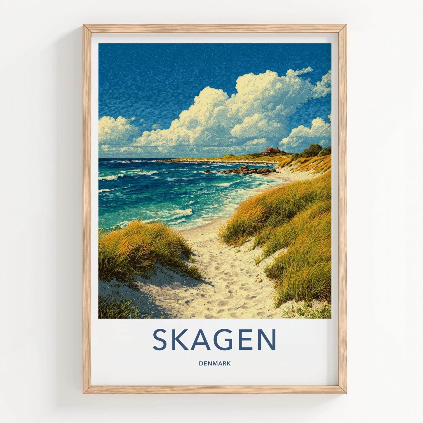 Skagen Poster - Denmark Travel Art - Sandy Beach Dunes Home Decor