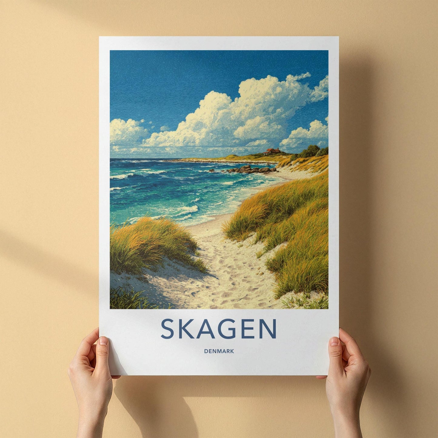 Skagen Poster - Denmark Travel Art - Sandy Beach Dunes Home Decor