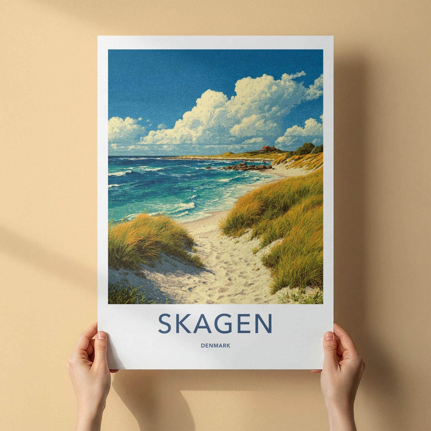 Skagen Poster - Denmark Travel Art - Sandy Beach Dunes Home Decor