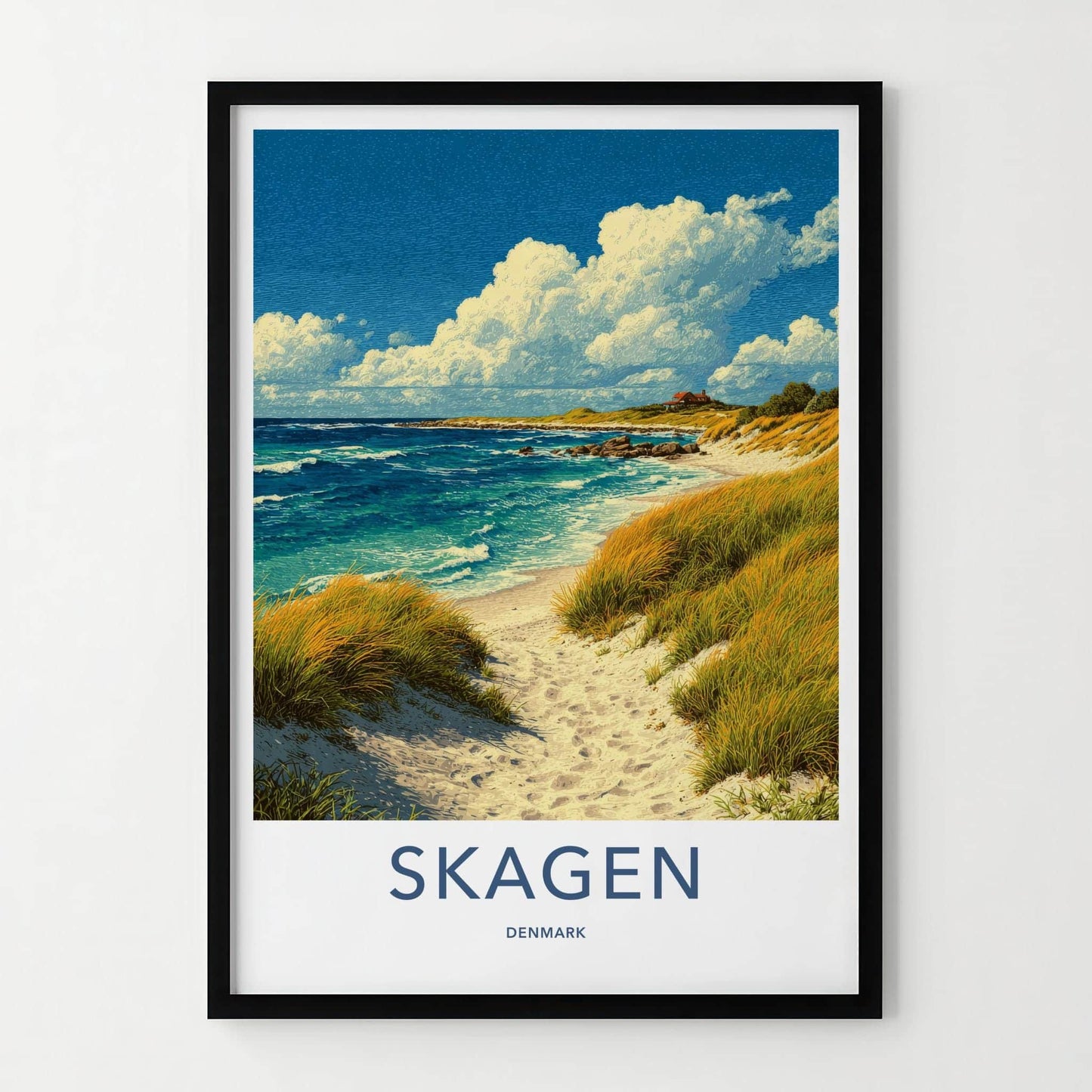 Skagen Poster - Denmark Travel Art - Sandy Beach Dunes Home Decor