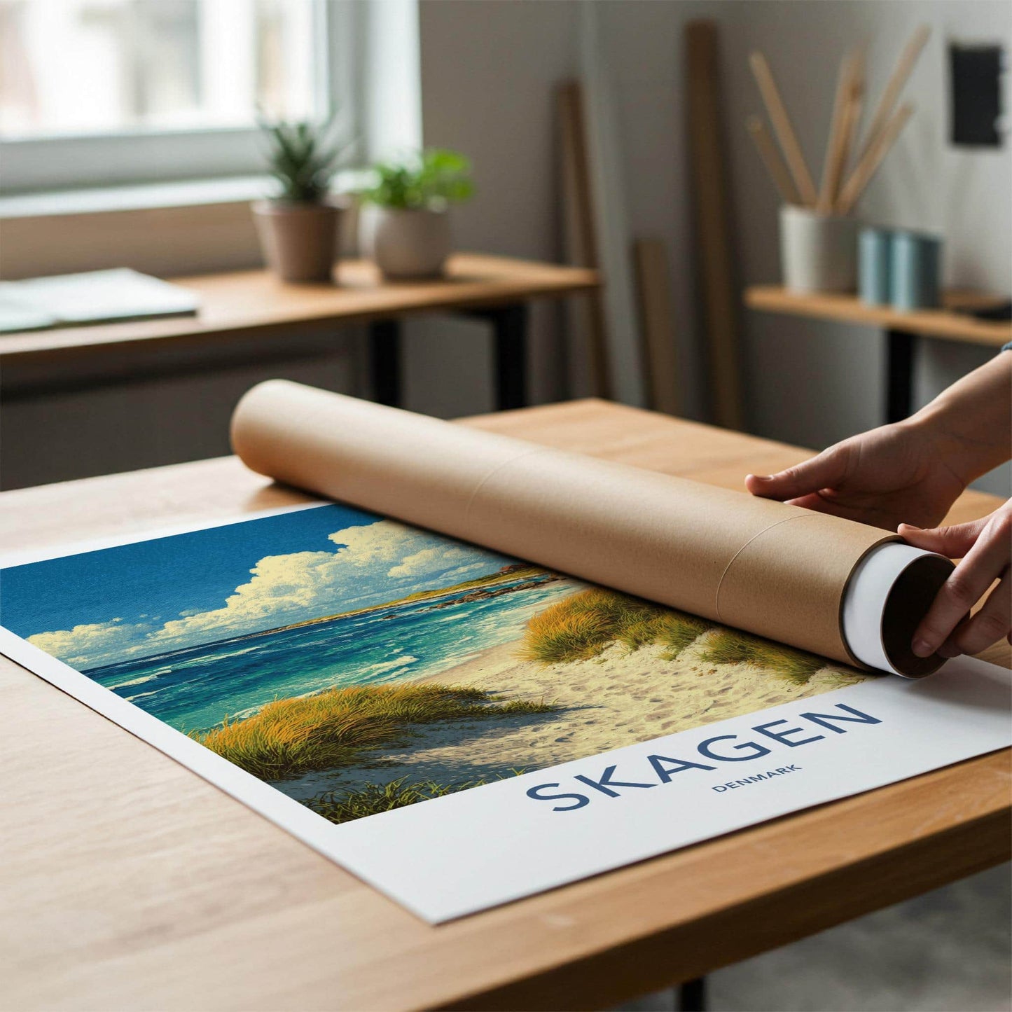 Skagen Poster - Denmark Travel Art - Sandy Beach Pathway Wall Decor
