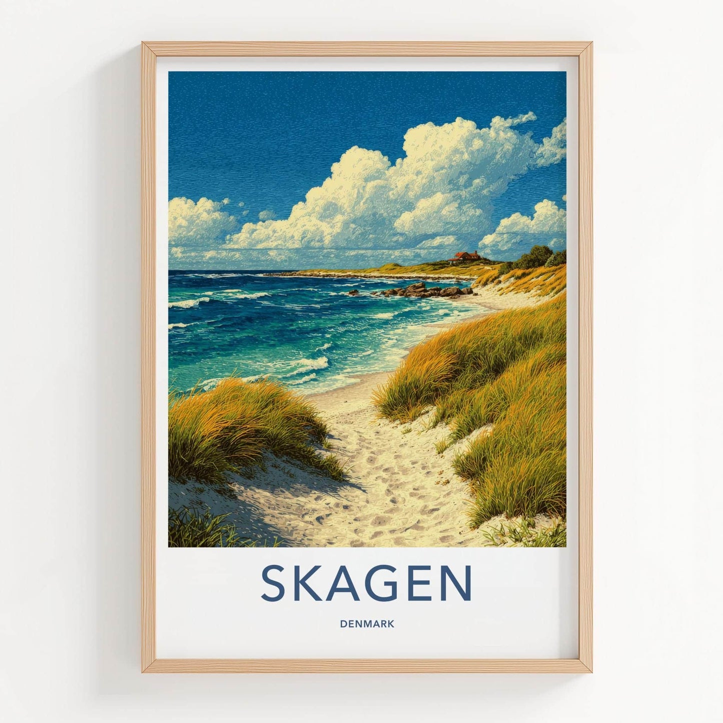 Skagen Poster - Denmark Travel Art - Sandy Beach Pathway Wall Decor