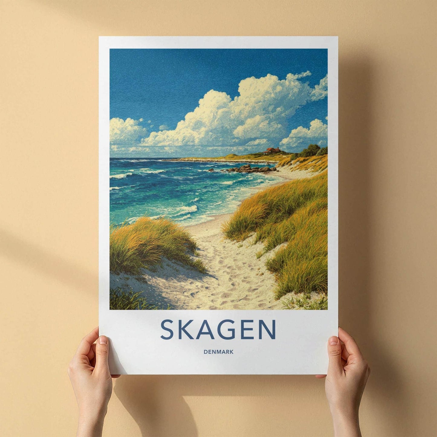 Skagen Poster - Denmark Travel Art - Sandy Beach Pathway Wall Decor