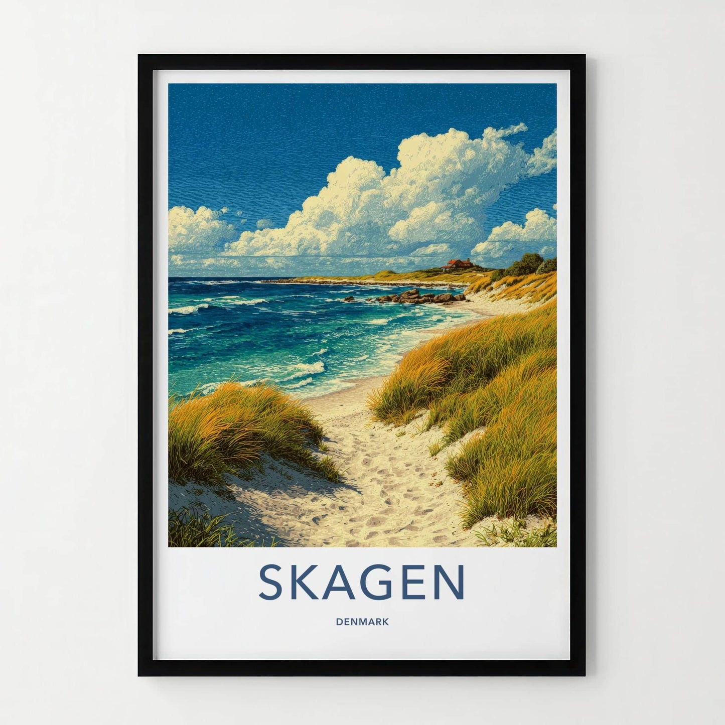 Skagen Poster - Denmark Travel Art - Sandy Beach Pathway Wall Decor