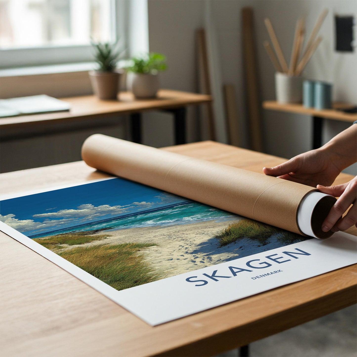 Skagen Poster - Denmark Travel Art - Sandy Beach Waves Home Decor