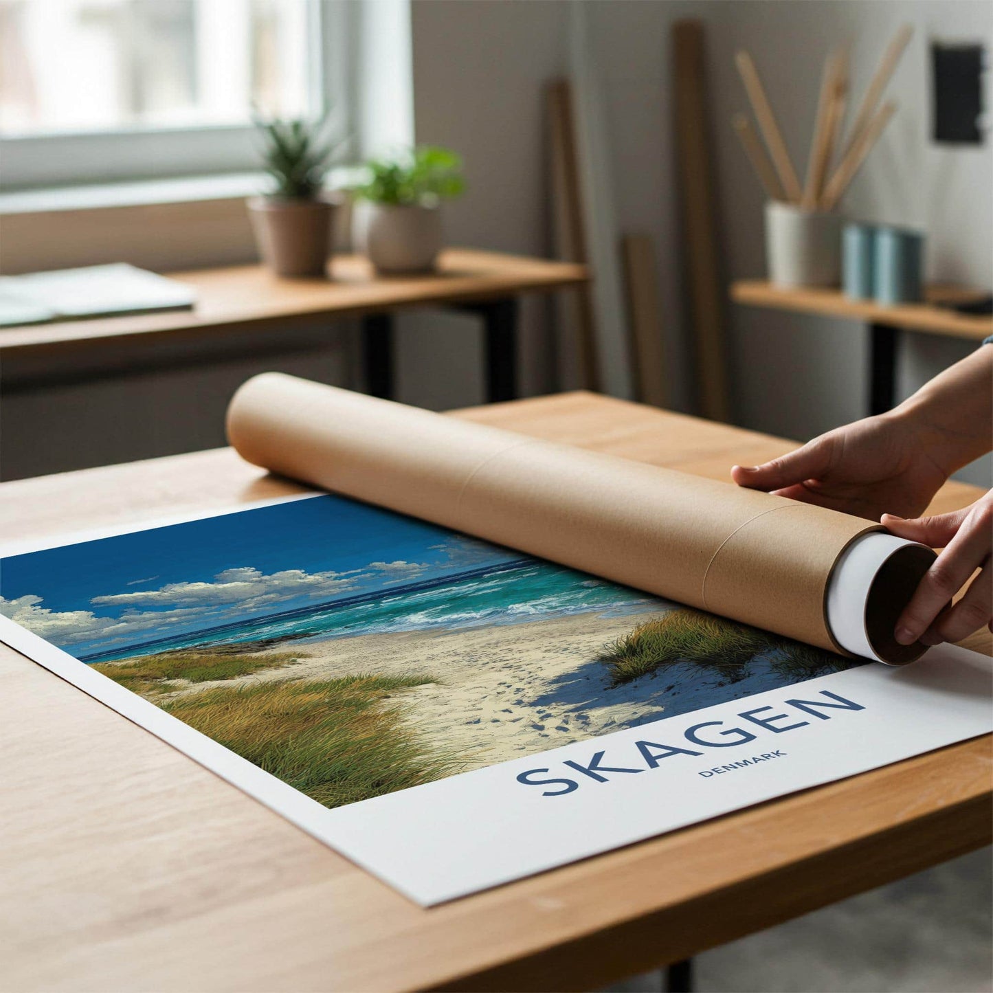 Skagen Poster - Denmark Travel Art - Sandy Beach Waves Home Decor