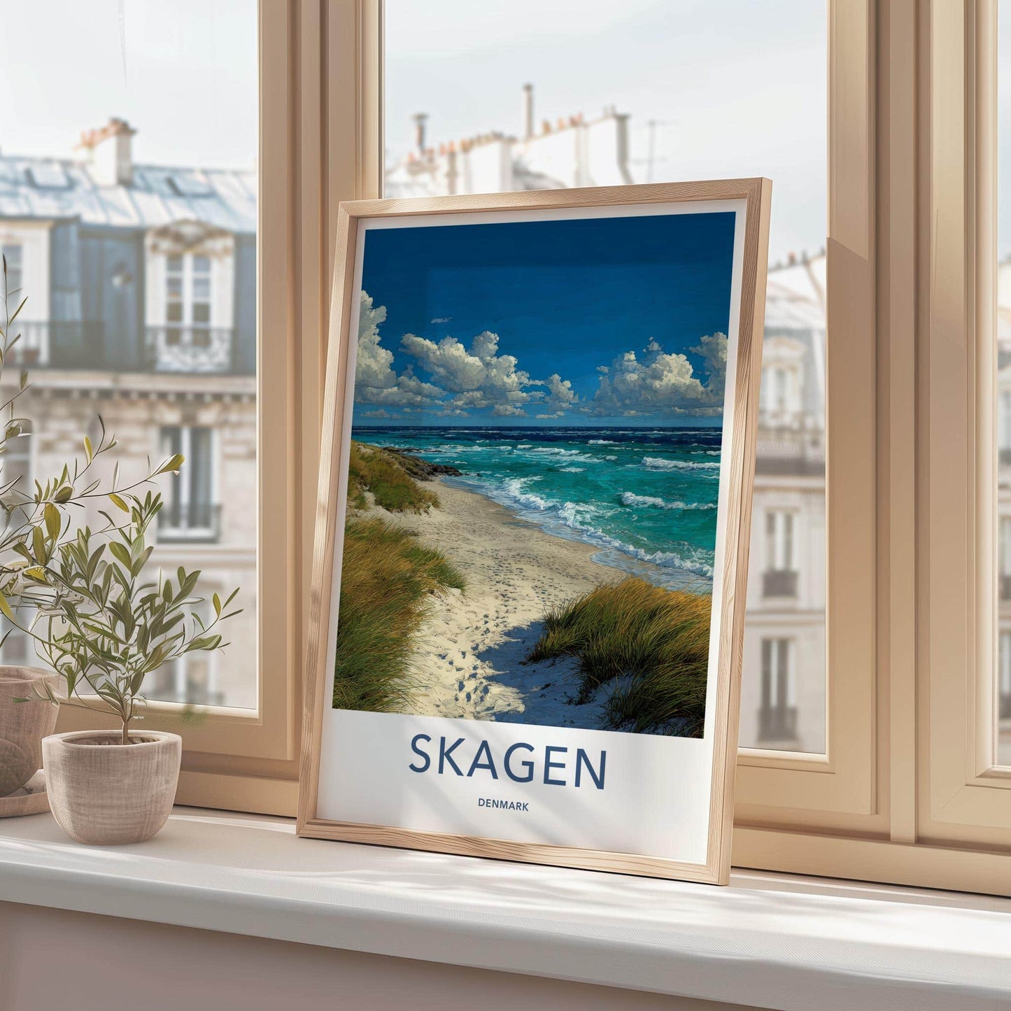 Skagen Poster - Denmark Travel Art - Sandy Beach Waves Home Decor