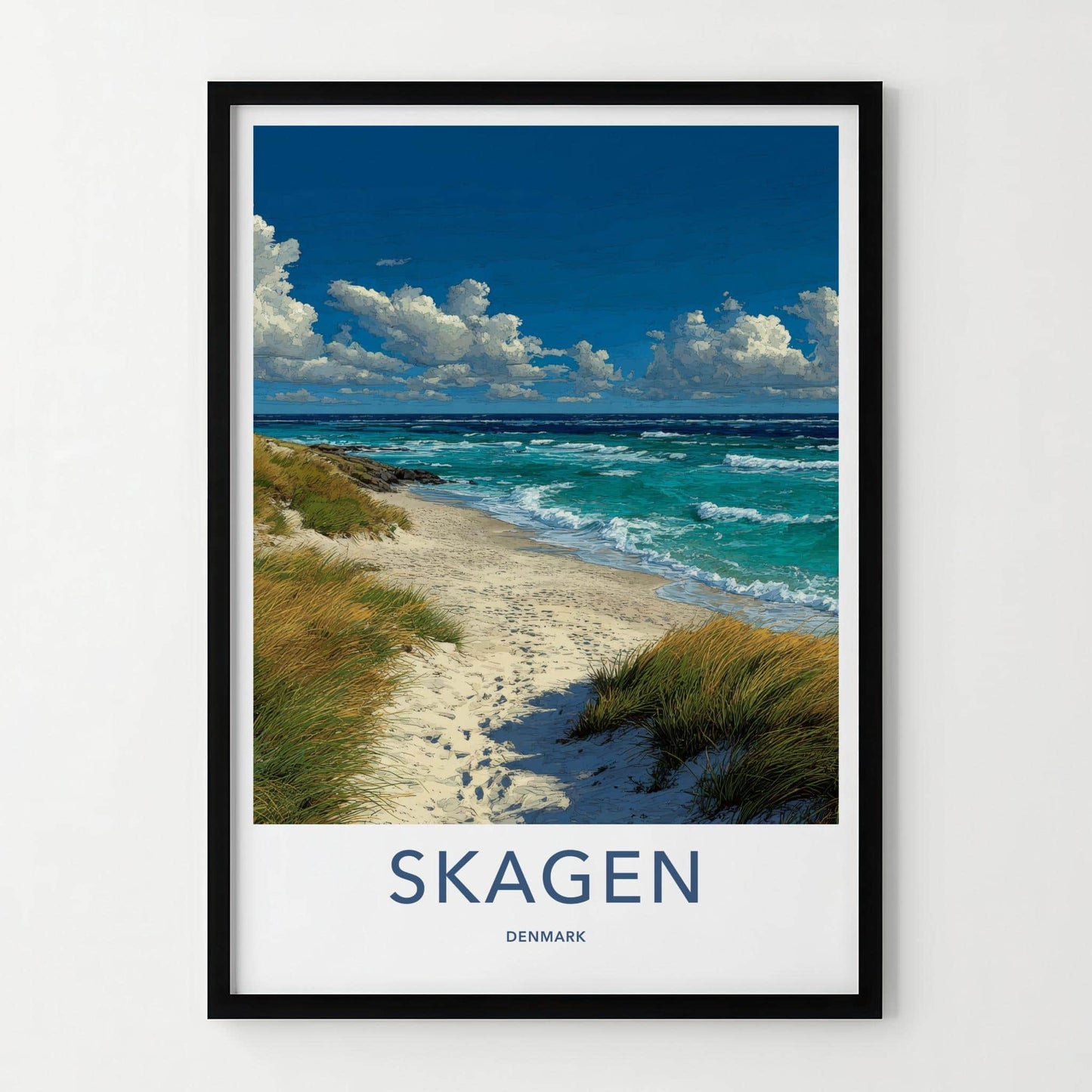 Skagen Poster - Denmark Travel Art - Sandy Beach Waves Home Decor