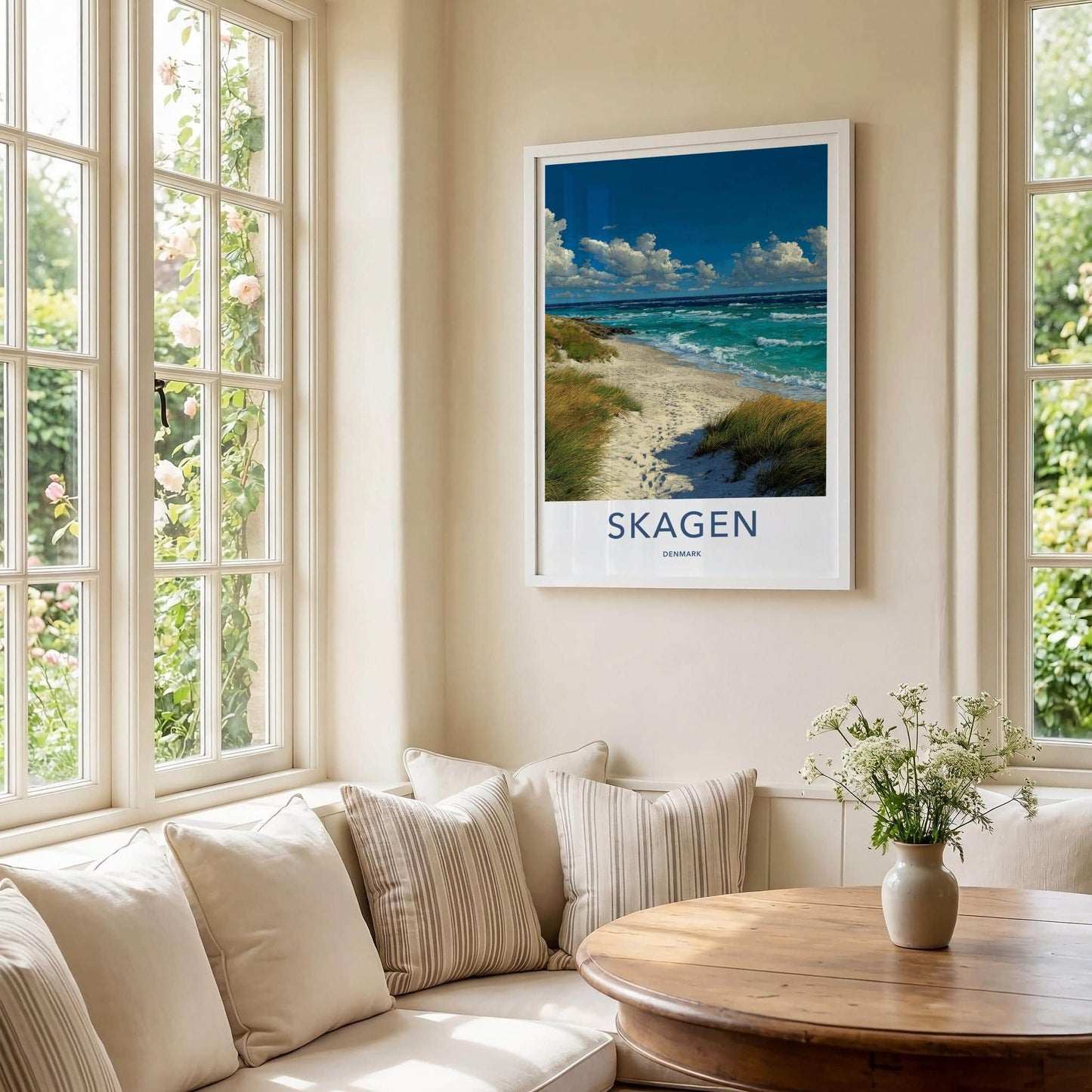 Skagen Poster - Denmark Travel Art - Sandy Beach Waves Home Decor