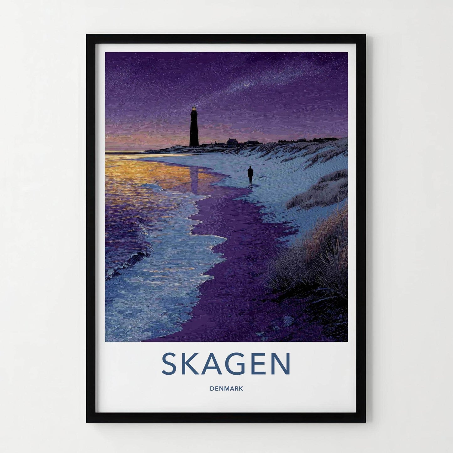 Skagen Poster - Denmark Wall Art - Lighthouse Starry Sky Home Decor