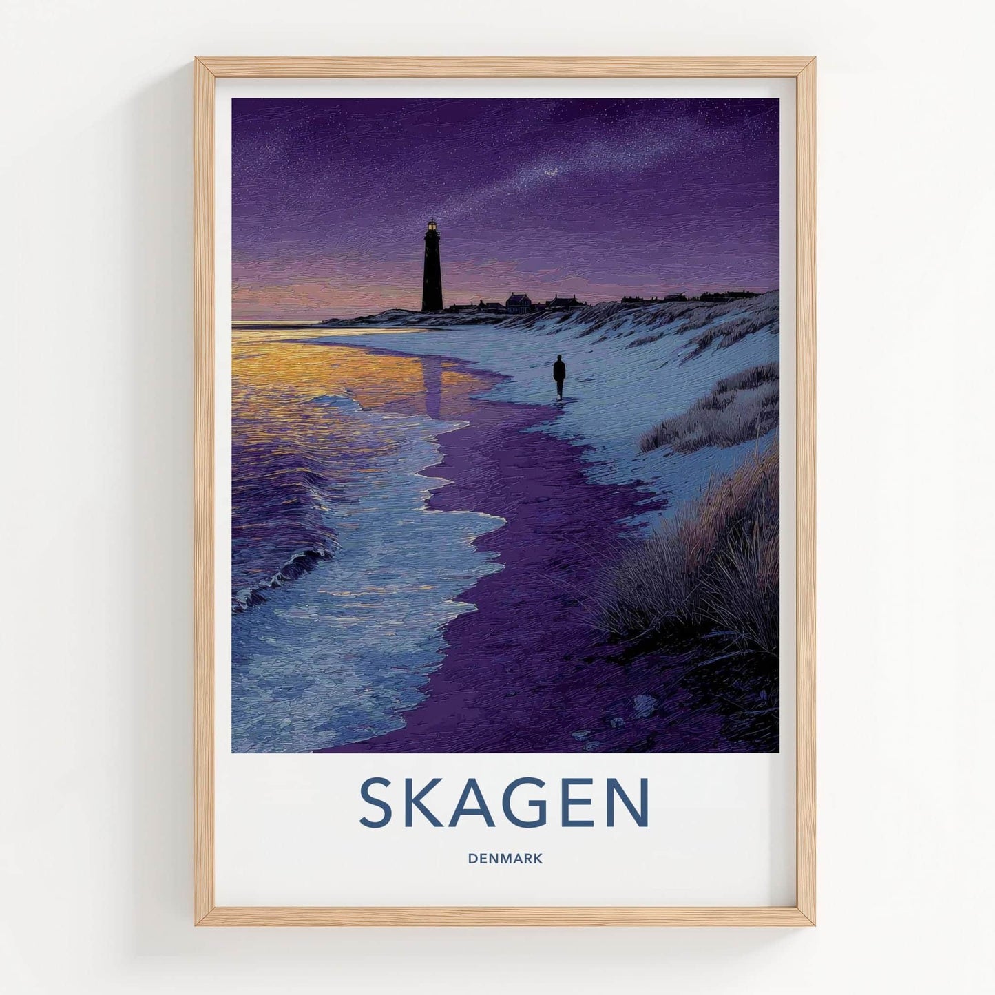 Skagen Poster - Denmark Wall Art - Lighthouse Starry Sky Home Decor
