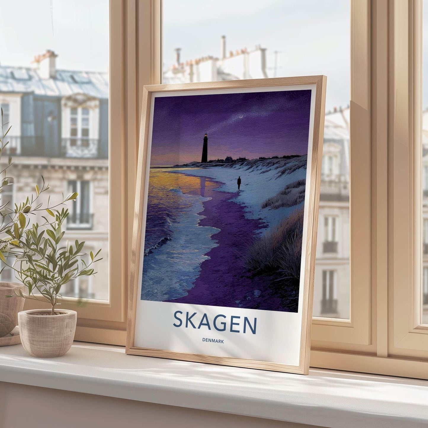 Skagen Poster - Denmark Wall Art - Lighthouse Starry Sky Home Decor