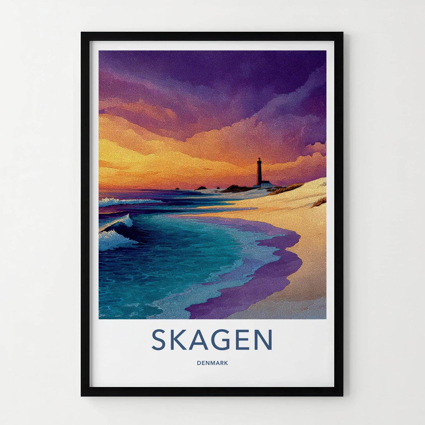 Skagen Poster - Denmark Wall Art - Lighthouse Sunset Beach Home Decor