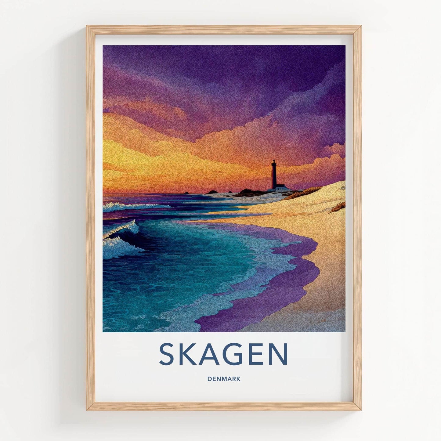 Skagen Poster - Denmark Wall Art - Lighthouse Sunset Beach Home Decor