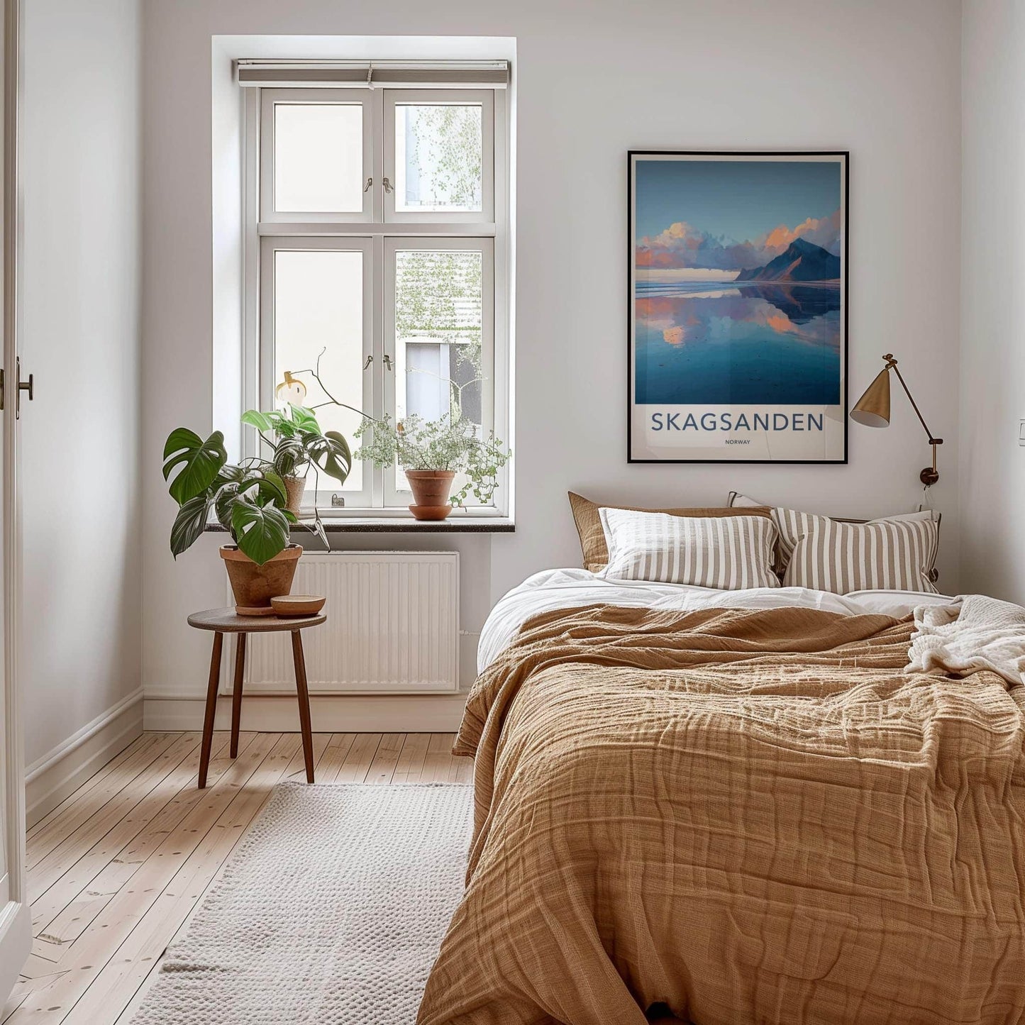 Skagsanden Poster - Norway Travel Art - Mountain Water Reflection Wall Decor
