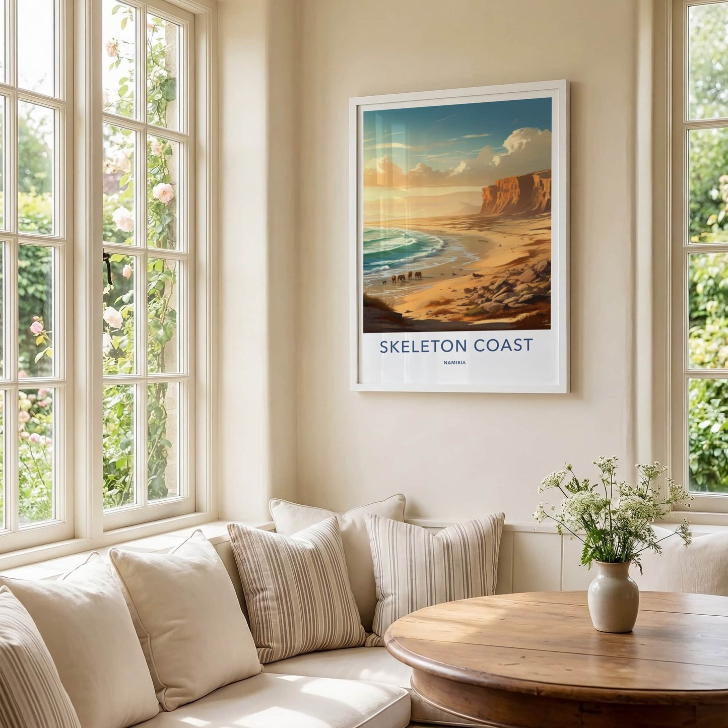 Skeleton Coast Poster - Namibia Travel Art - Desert Coastal Elephants Home Decor