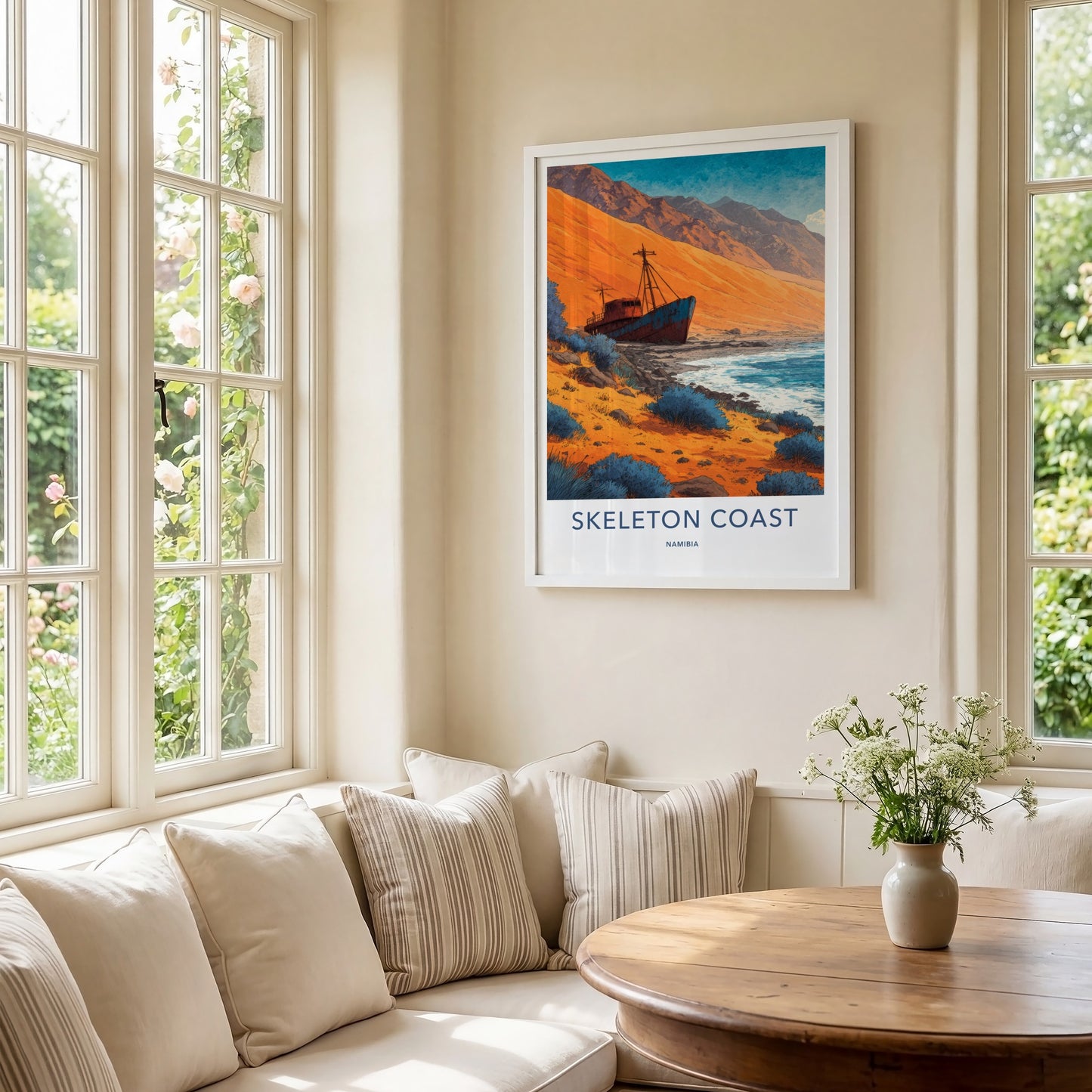 Skeleton Coast Poster - Namibia Travel Art - Rusted Shipwreck Shore Home Decor