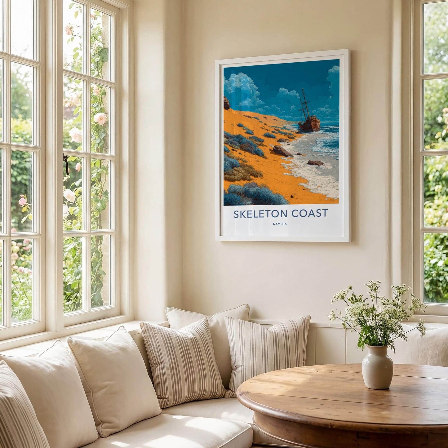 Skeleton Coast Poster - Namibia Travel Art - Rusty Ship Desert Home Decor
