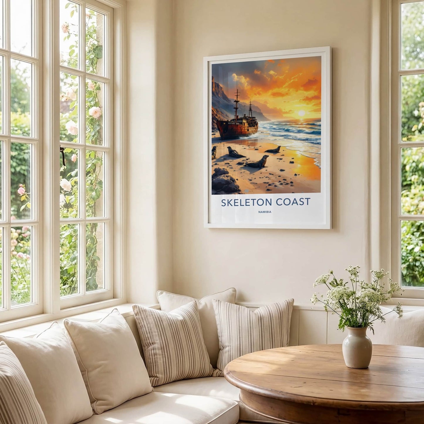 Skeleton Coast Poster - Namibia Travel Art - Rusty Shipwreck Beach Home Decor