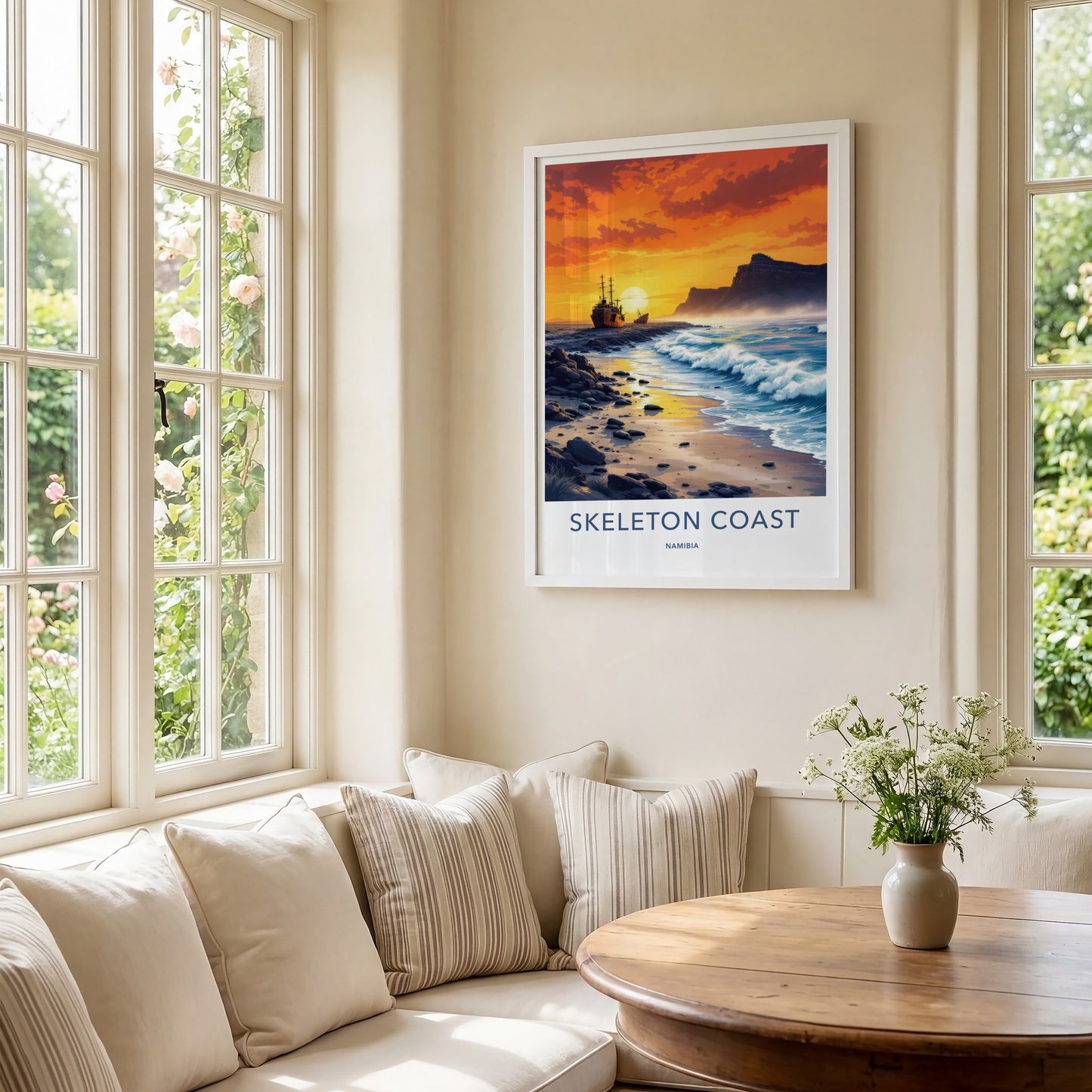 Skeleton Coast Poster - Namibia Travel Art - Rusty Shipwreck Beach Wall Decor