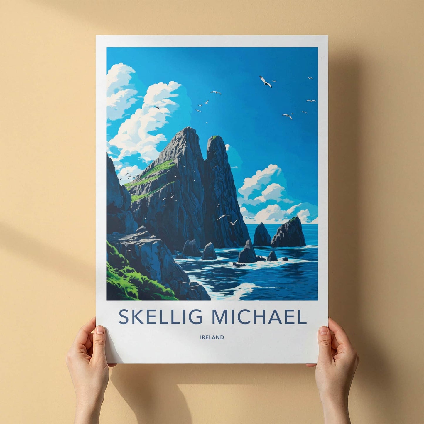 Skellig Michael Poster - Ireland Wall Art - Dramatic Coastal Cliffs Home Decor
